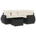 5-Delige Loungeset Met Kussens Poly Rattan Zwart
