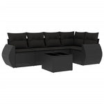 6-Delige Loungeset Met Kussens Poly Rattan Zwart