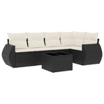 6-Delige Loungeset Met Kussens Poly Rattan Zwart