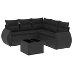 6-Delige Loungeset Met Kussens Poly Rattan Zwart