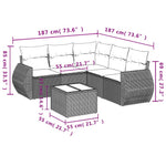 6-Delige Loungeset Met Kussens Poly Rattan Grijs