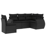 5-Delige Loungeset Met Kussens Poly Rattan Zwart