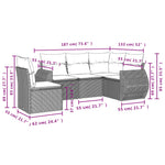 5-Delige Loungeset Met Kussens Poly Rattan Zwart
