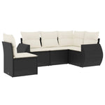 5-Delige Loungeset Met Kussens Poly Rattan Zwart