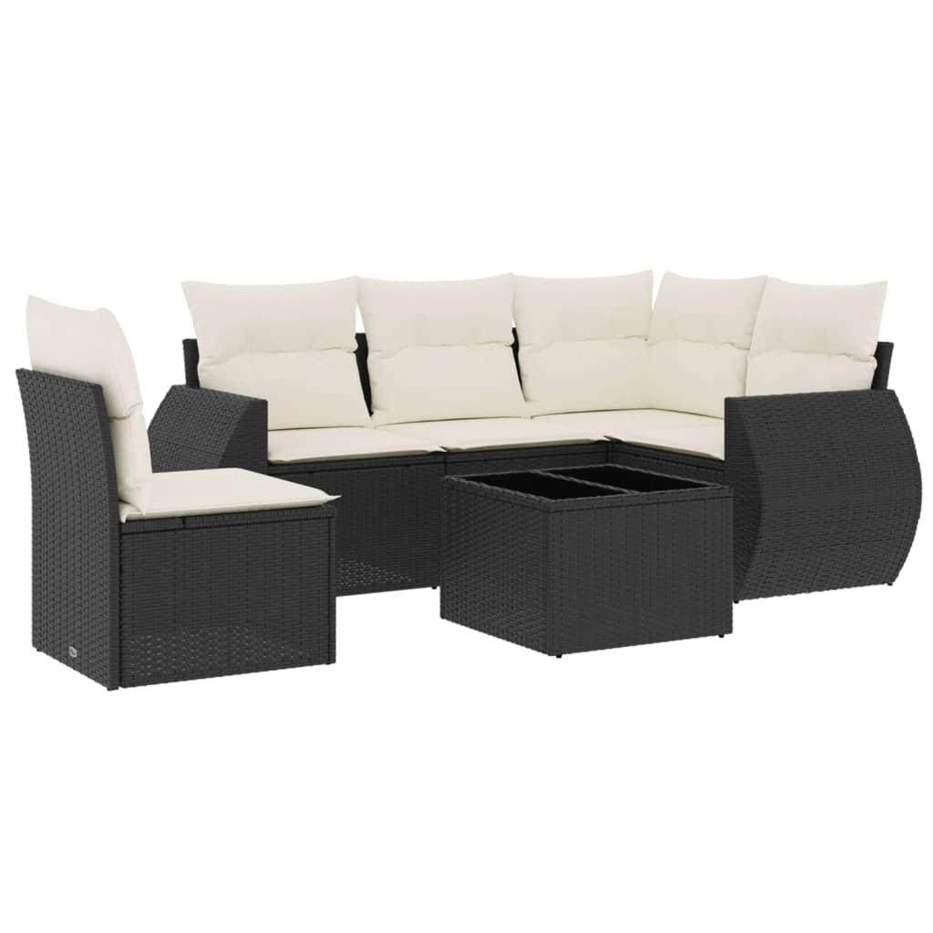 6-Delige Loungeset Met Kussens Poly Rattan Zwart