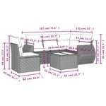 6-Delige Loungeset Met Kussens Poly Rattan Grijs