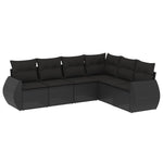 6-Delige Loungeset Met Kussens Poly Rattan Zwart