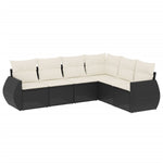 6-Delige Loungeset Met Kussens Poly Rattan Zwart