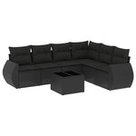 7-Delige Loungeset Met Kussens Poly Rattan Zwart
