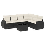 7-Delige Loungeset Met Kussens Poly Rattan Zwart