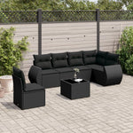 7-Delige Loungeset Met Kussens Poly Rattan Zwart