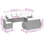 8-Delige Loungeset Met Kussens Poly Rattan Grijs