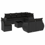 9-Delige Loungeset Met Kussens Poly Rattan Zwart