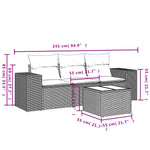 4-Delige Loungeset Met Kussens Poly Rattan Grijs