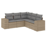 5-Delige Loungeset Met Kussens Poly Rattan Beige