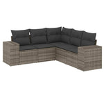 5-Delige Loungeset Met Kussens Poly Rattan Grijs