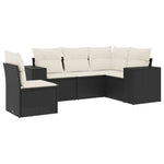 5-Delige Loungeset Met Kussens Poly Rattan Zwart