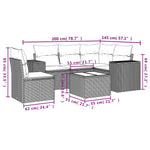 6-Delige Loungeset Met Kussens Poly Rattan Grijs