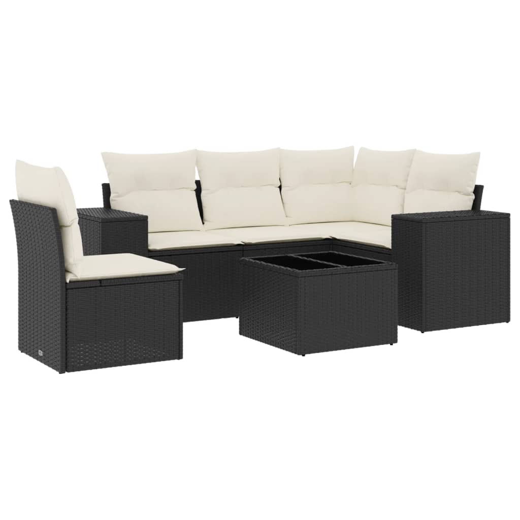 6-Delige Loungeset Met Kussens Poly Rattan Zwart