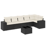 7-Delige Loungeset Met Kussens Poly Rattan Zwart