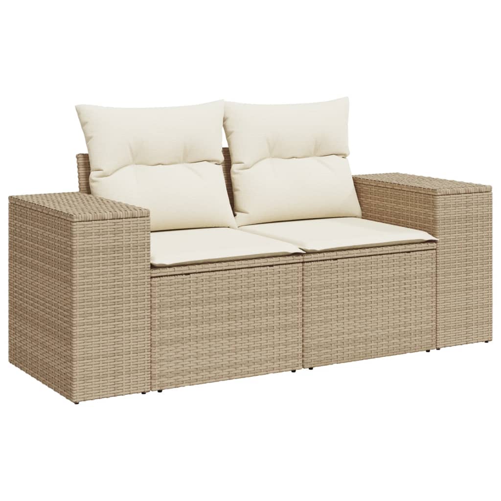 6-Delige Loungeset Met Kussens Poly Rattan Beige