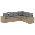6-Delige Loungeset Met Kussens Poly Rattan Beige
