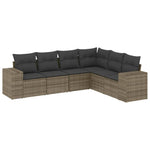 6-Delige Loungeset Met Kussens Poly Rattan Grijs