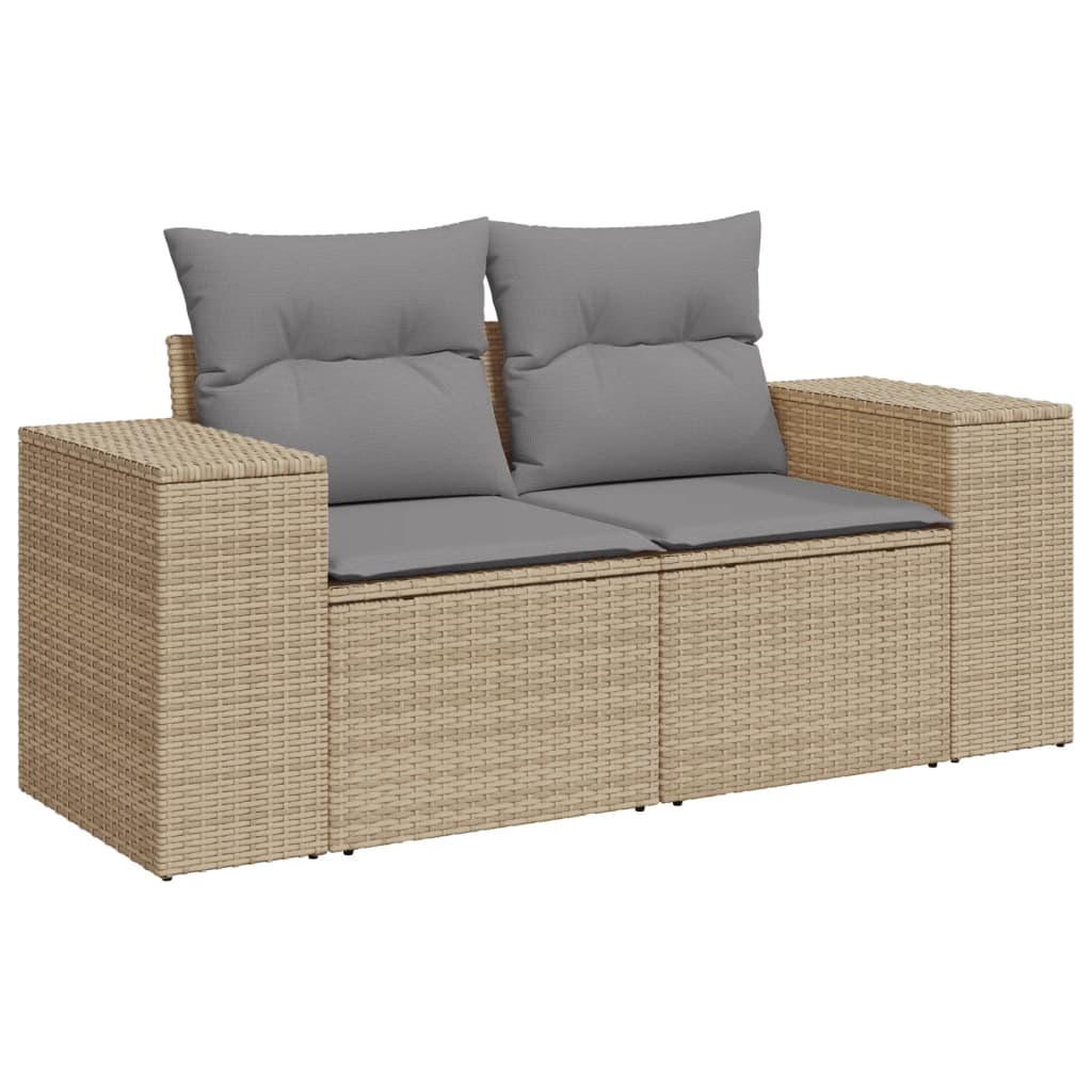 7-Delige Loungeset Met Kussens Poly Rattan Beige