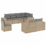 8-Delige Loungeset Met Kussens Poly Rattan Beige