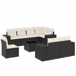 9-Delige Loungeset Met Kussens Poly Rattan Zwart