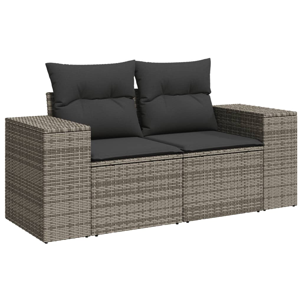 7-Delige Loungeset Met Kussens Poly Rattan Grijs