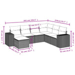 7-Delige Loungeset Met Kussens Poly Rattan Grijs