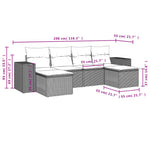 6-Delige Loungeset Met Kussens Poly Rattan Grijs