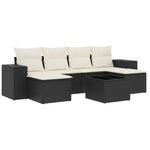 7-Delige Loungeset Met Kussens Poly Rattan Zwart
