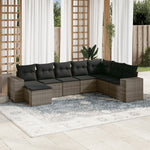 8-Delige Loungeset Met Kussens Poly Rattan Grijs