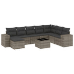 9-Delige Loungeset Met Kussens Poly Rattan Grijs