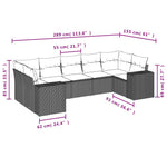 7-Delige Loungeset Met Kussens Poly Rattan Grijs