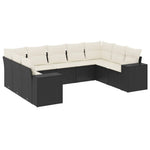 9-Delige Loungeset Met Kussens Poly Rattan Zwart