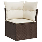 9-Delige Loungeset Met Kussens Poly Rattan Bruin