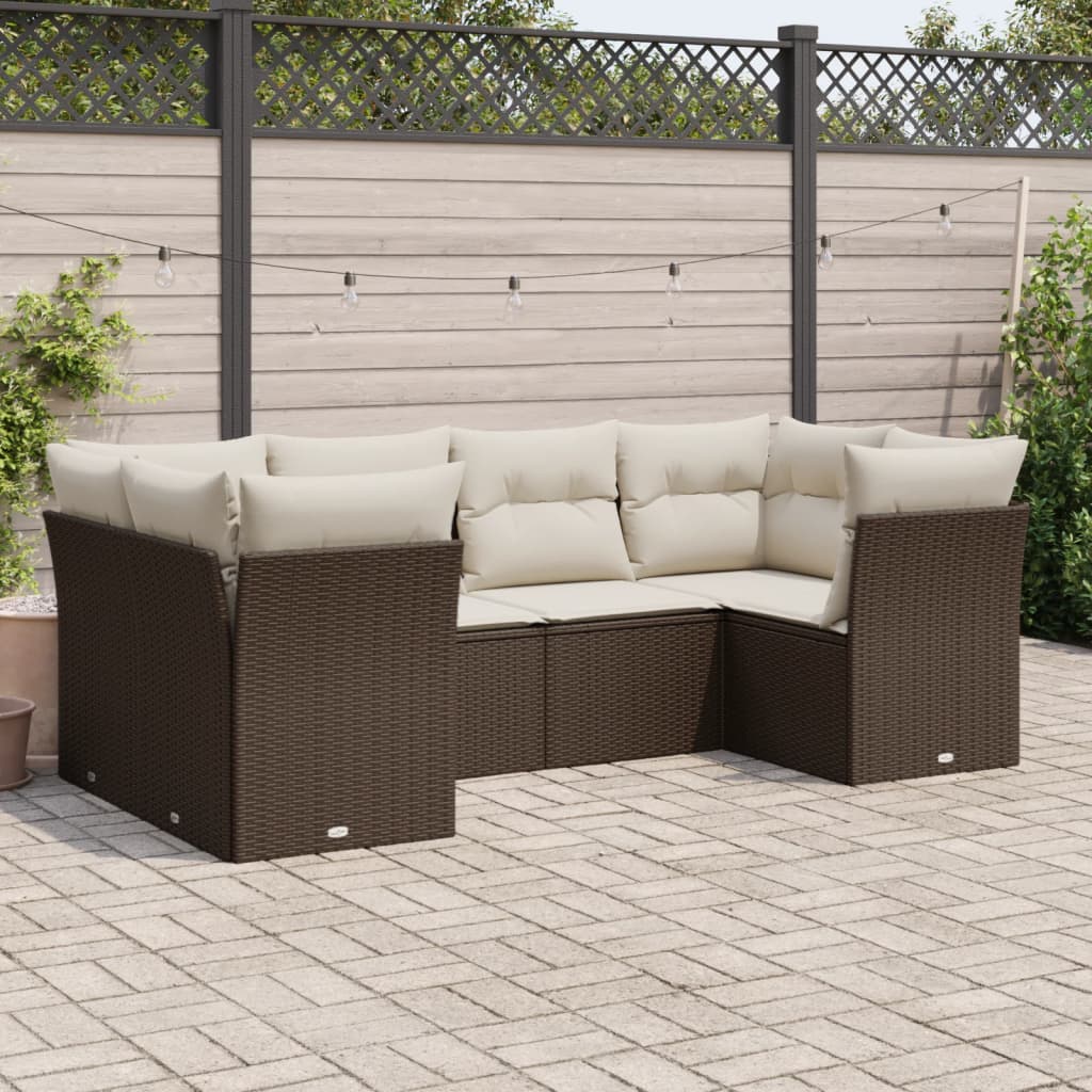 -Delige Loungeset Met Kussens Poly Rattan