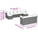 10-Delige Loungeset Met Kussens Poly Rattan Zwart