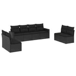 8-Delige Loungeset Met Kussens Poly Rattan Zwart
