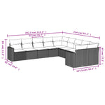 10-Delige Loungeset Met Kussens Poly Rattan Zwart