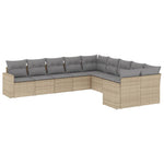 10-Delige Loungeset Met Kussens Poly Rattan Beige