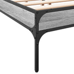 Bedframe Bewerkt Hout Metaal Eiken Grijs Sonoma