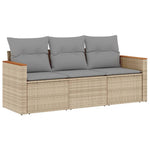 3-Delige Loungeset Met Kussens Poly Rattan Gemengd Beige