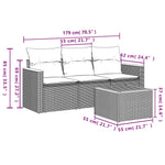 4-Delige Loungeset Met Kussens Poly Rattan Grijs