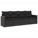 4-Delige Loungeset Met Kussens Poly Rattan Zwart