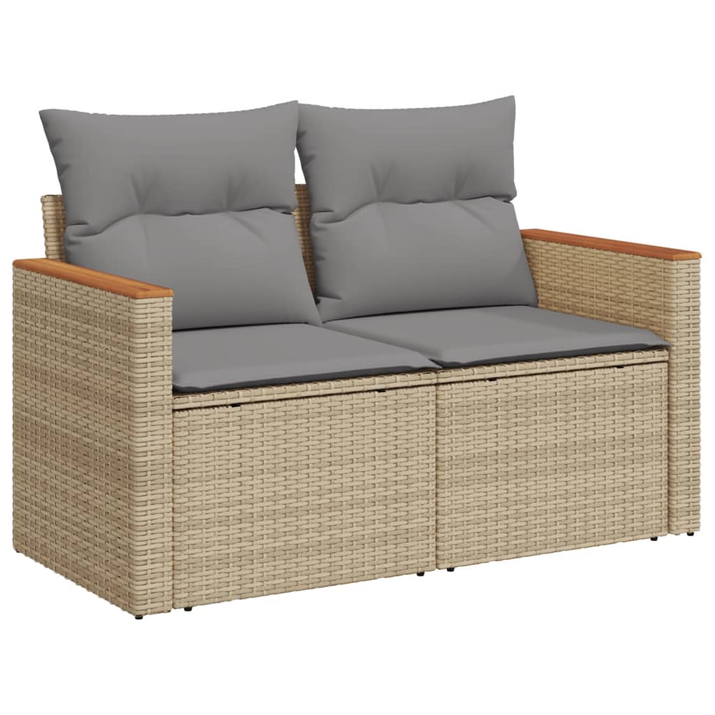4-Delige Loungeset Met Kussens Poly Rattan Gemengd Beige