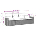 4-Delige Loungeset Met Kussens Poly Rattan Grijs